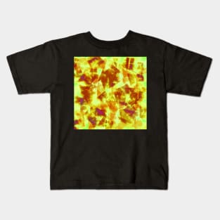 Abstract Swatches in Brown Yellow and Green Kids T-Shirt